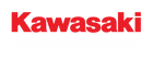 Kawasaki brand logo red with white slogan ai